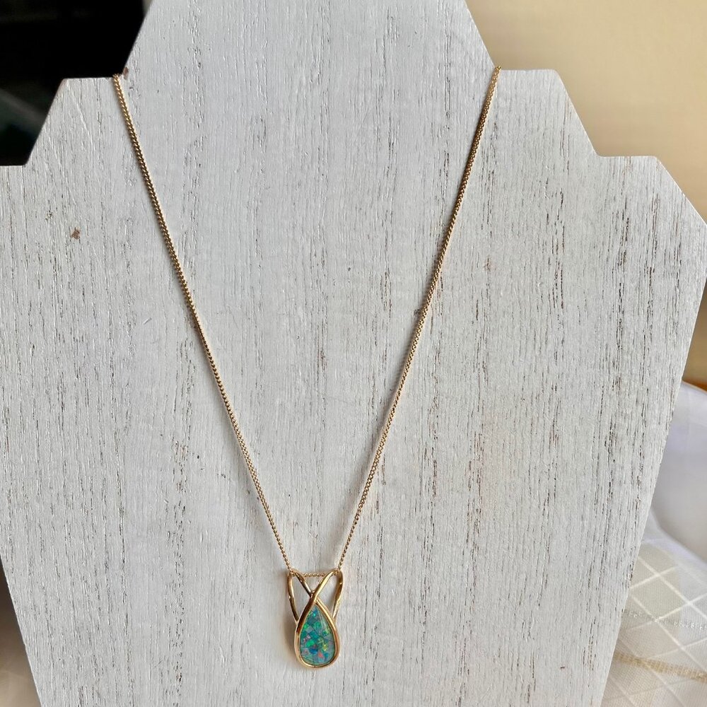 14K Gold Mosaic Australian  Opal Pendant, Opal Jewelry, Australian Jewelry - Picture 7 of 14